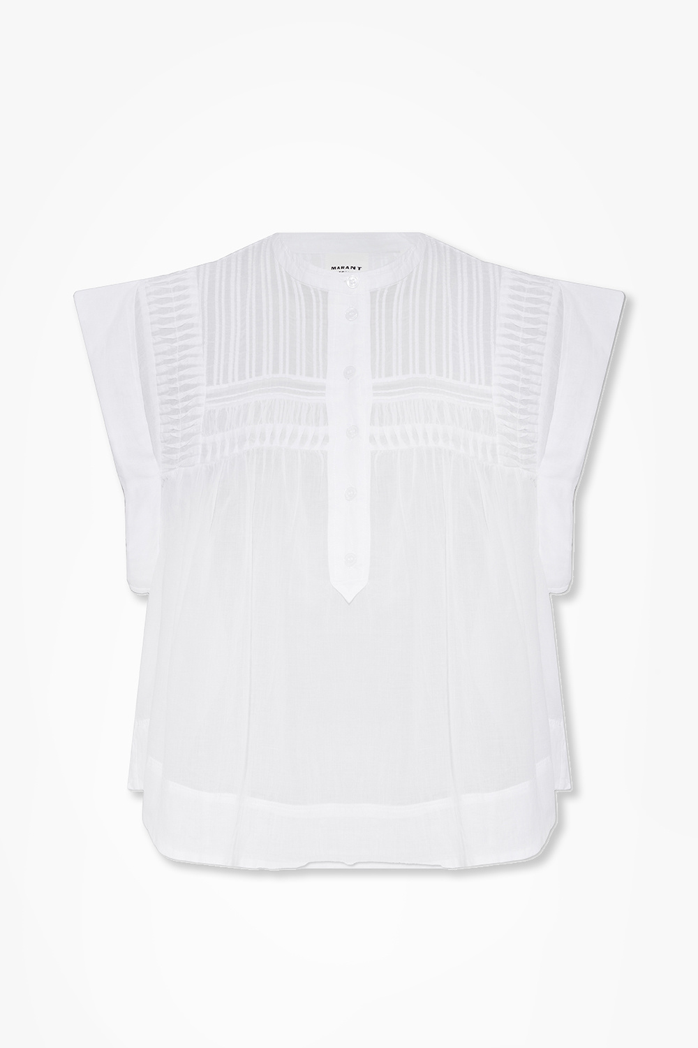 【関税込み】Isabel Marant ホワイト Jiler 長袖トップス Isabel Marant Giamili Boucle Puff-Sleeve Peplum Top | Neiman